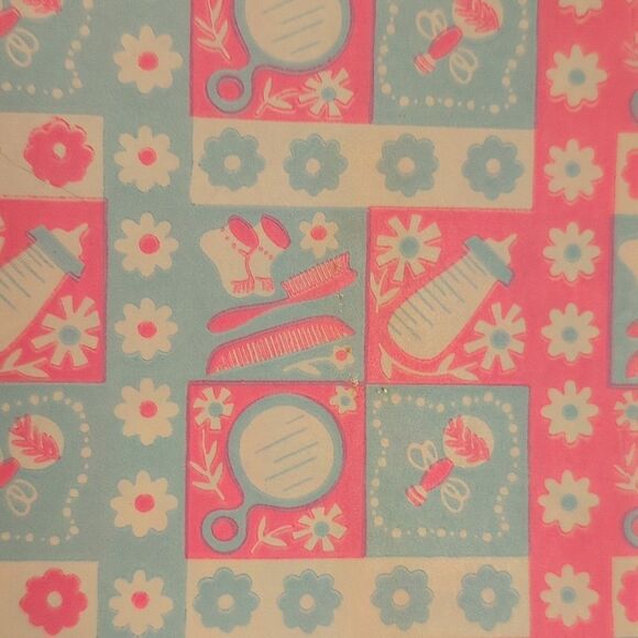 MCM Vintage 50s 60s 70s new baby shower wrapping paper lot - Picture 15 of 16